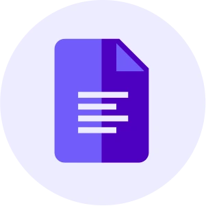 lavender circle with dark purple document icon in center