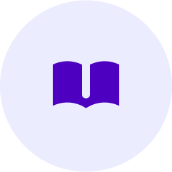 lavender circle with darker purple open book icon in center