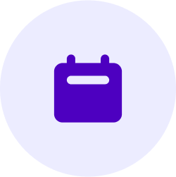 lavender circle with darker purple calendar icon in center