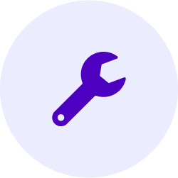 lavender circle with darker purple wrench icon in center