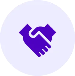 lavender circle with darker purple hands shaking icon in center