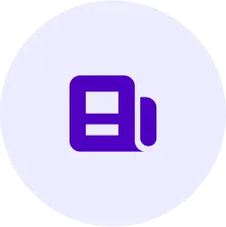 lavender circle with darker purple newspaper icon in center