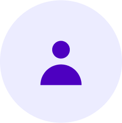 lavender circle icon with darker purple icon of person in center