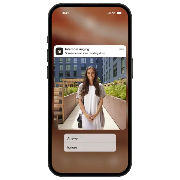 Incoming ButterflyMX video intercom call in the Ambient app