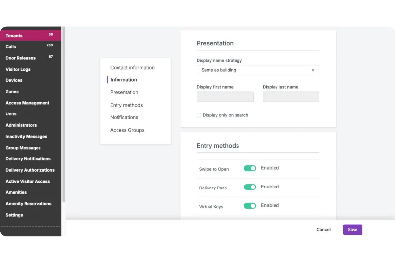 Adjust the tenants's settings as needed