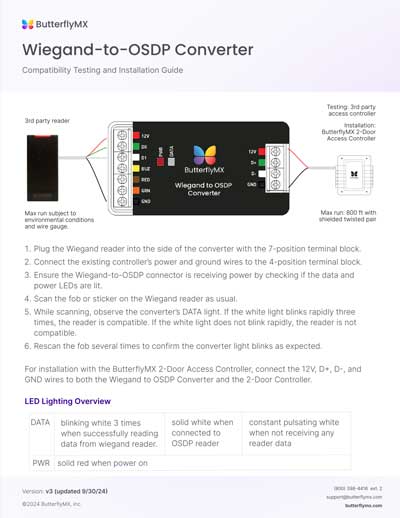 ButterflyMX wiegand to OSDP converter installation guide