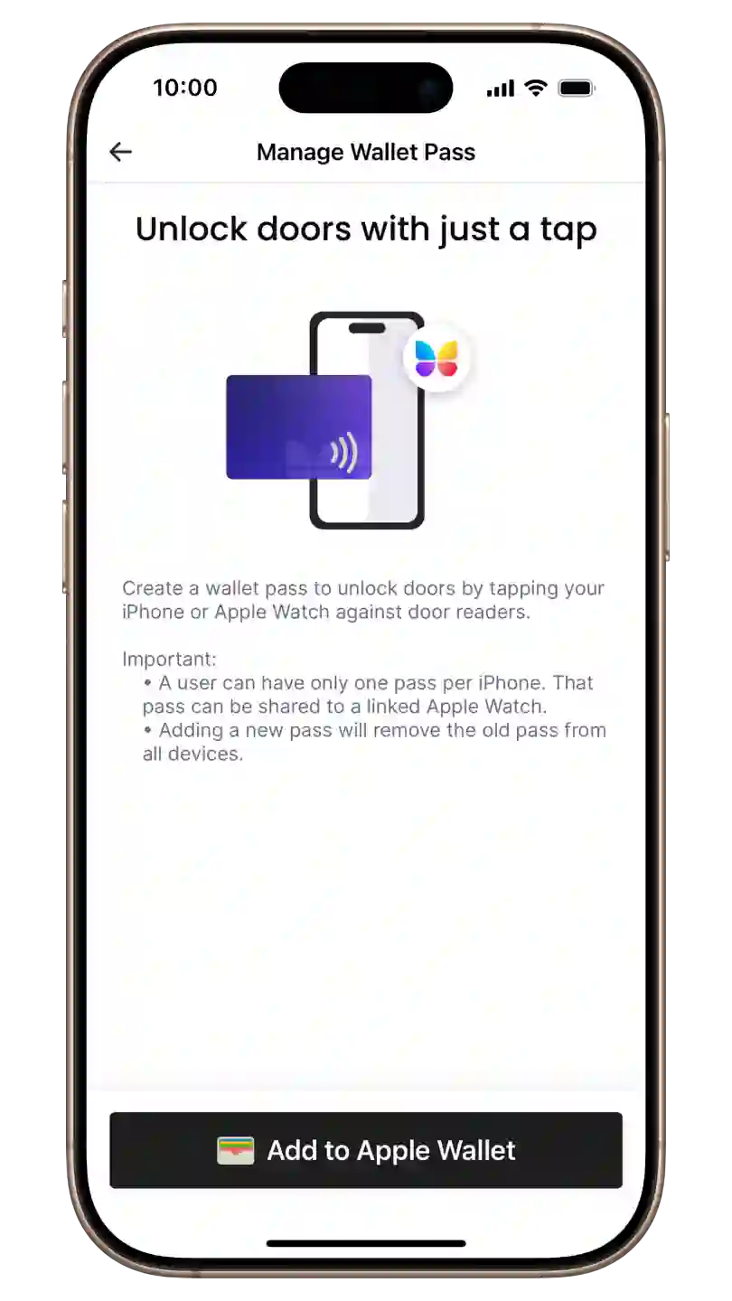 Add your ButterflyMX pass to Apple Wallet