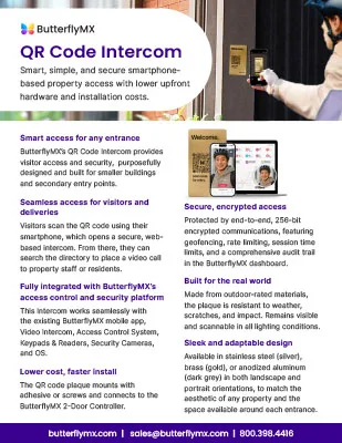 ButterflyMX QR Code Intercom Fact Sheet