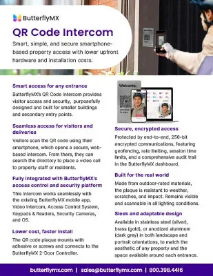 butterflymx-qr-code-intercom-fact-sheet ButterflyMX QR Code Intercom Fact Sheet