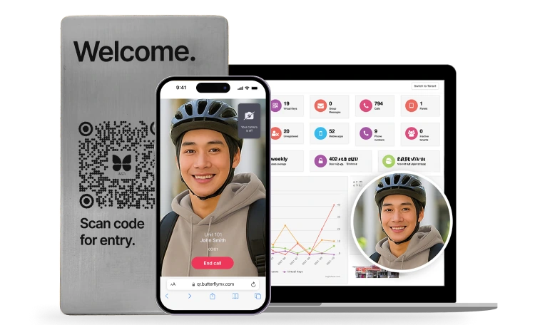ButterflyMX QR Code Intercom mobile software and management dashboard