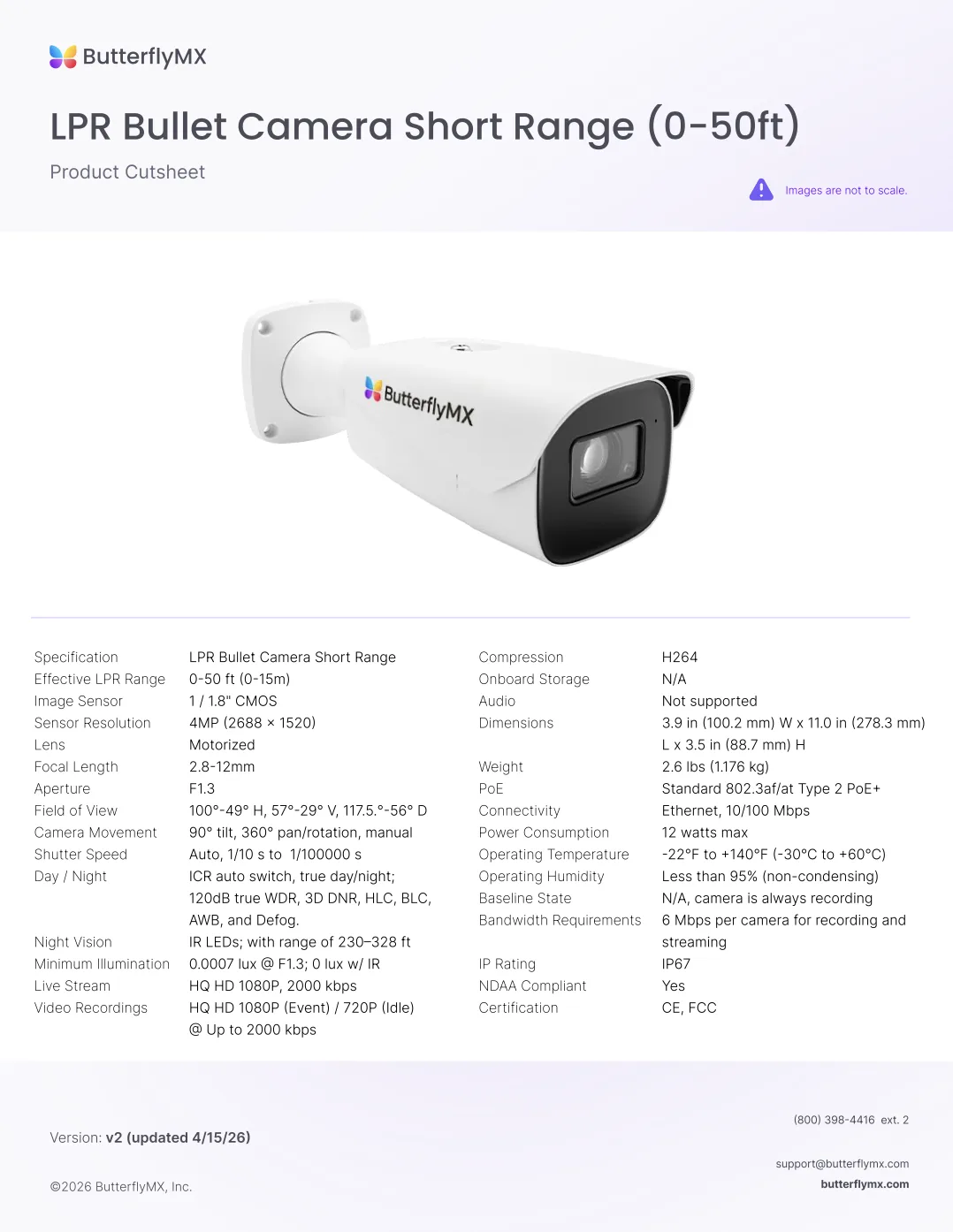 ButterflyMX's LPR Bullet Camera Short Range 