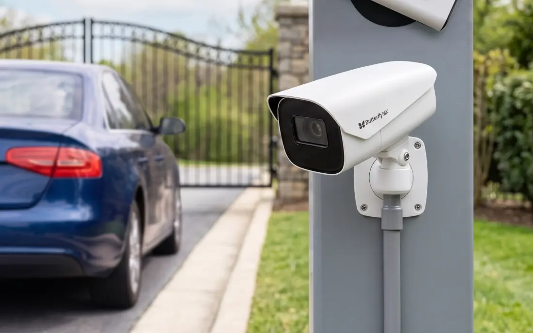 LPR camera mounted at gate entrance