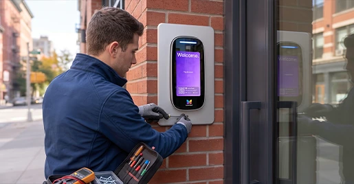 Installer installing ButterflyMX video intercom