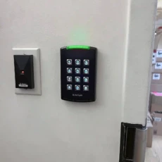 Keypad mounted on an interior door frame